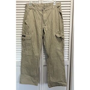 Wrangler Boy's Sz‎ 16 Husky Cargo Jeans Khaki Tan Logo Zipper Pockets Mid Rise